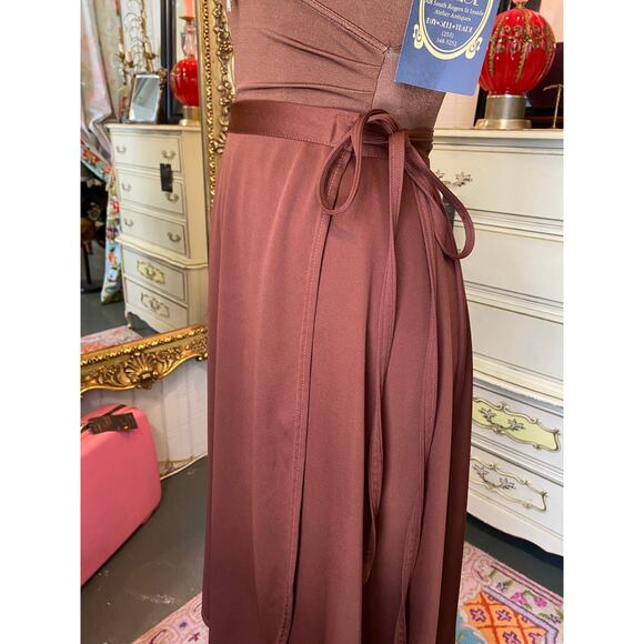 vintage 1970s rust wrap skirt 70s dancewear s/m tie waist bronze disco boho - Picture 5 of 8